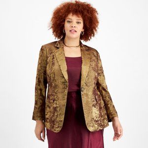 NWT Bar III Brushed Metallic Long Sleeve One-Button Blazer Size 24W